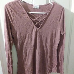 Mauve pink criss cross top size M